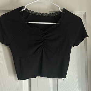Cute Black Lace Crop Top